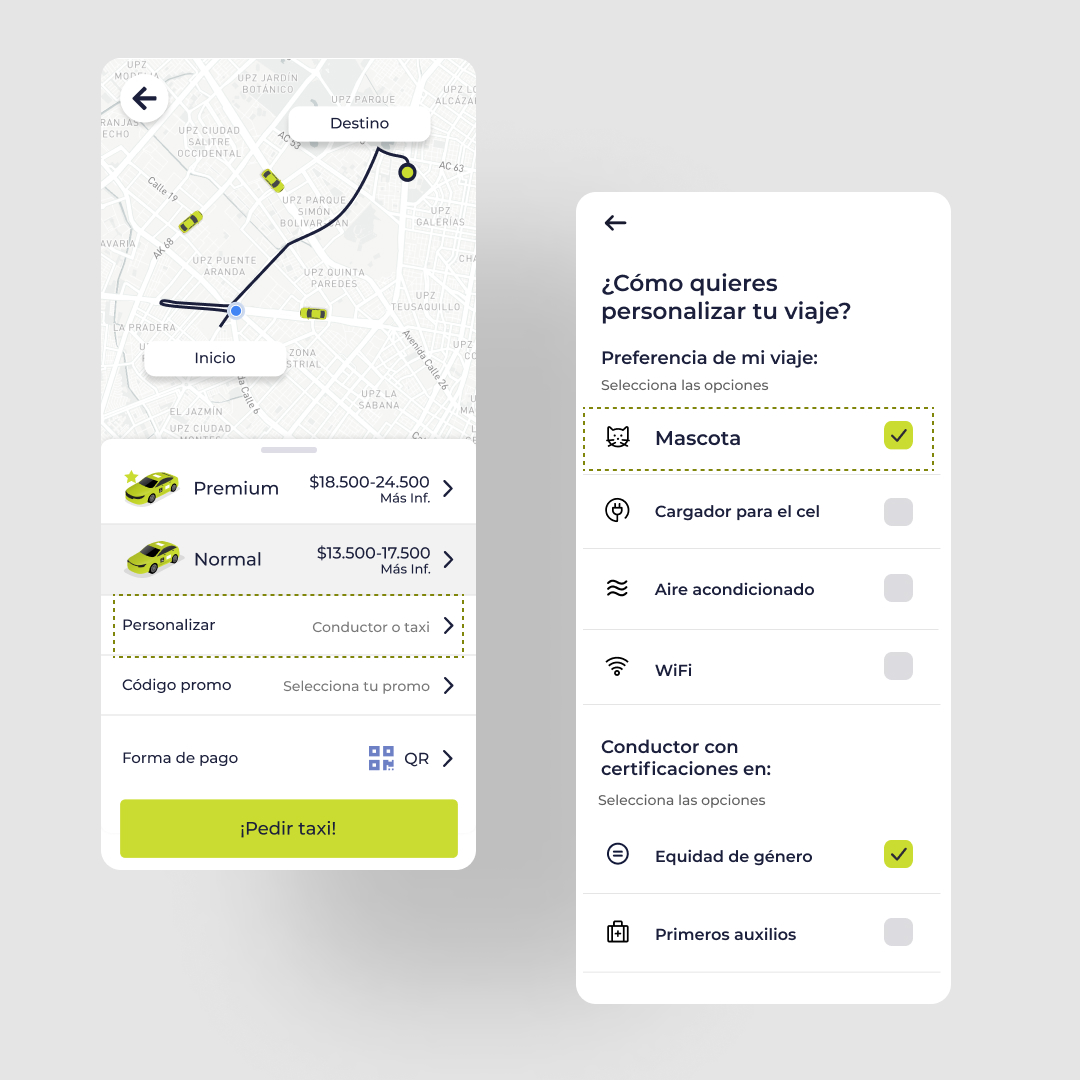 Captura Taxis Libres App viajes personalizados.