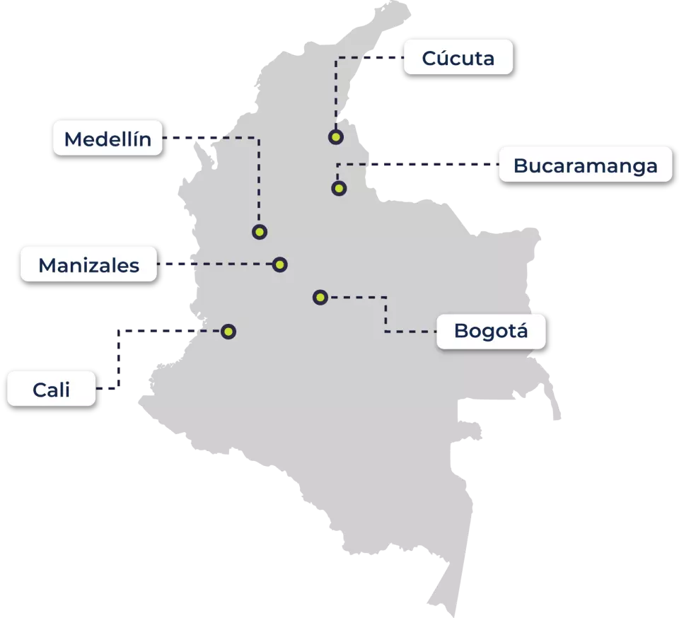 Mapa de cobertura de Taxis Libres en Colombia