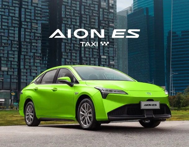 Taxi eléctrico AION ES de GAC MOTOR prestando servicio público en la ciudad con Taxis Libres.